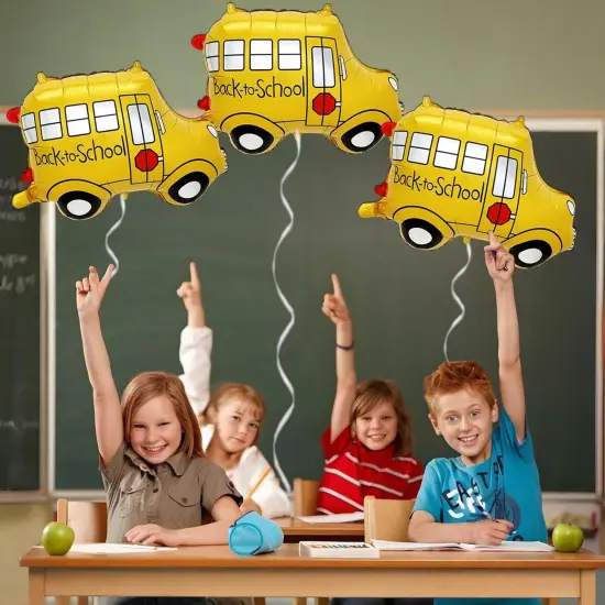 6pcs Back to School Decorations - 24.6x18.5in Bus Balloon {3}