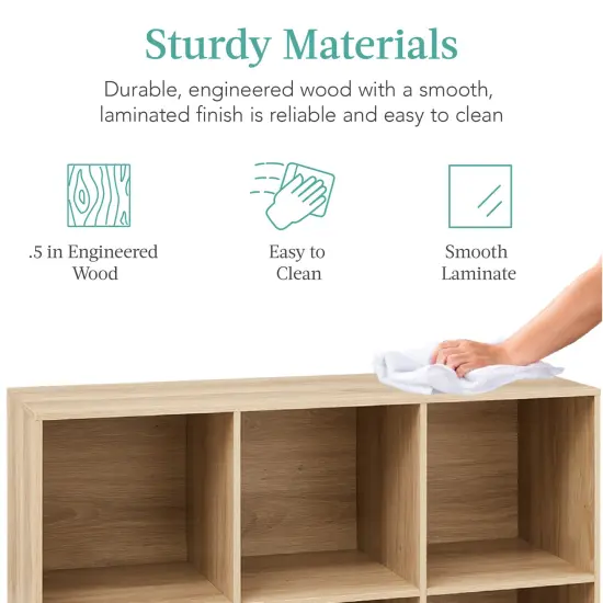 Best Choice Products 6-Cube Bookshelf, 13.5in Display Storage System, Organizer w/ Removable Back Panels Light Oak {6}