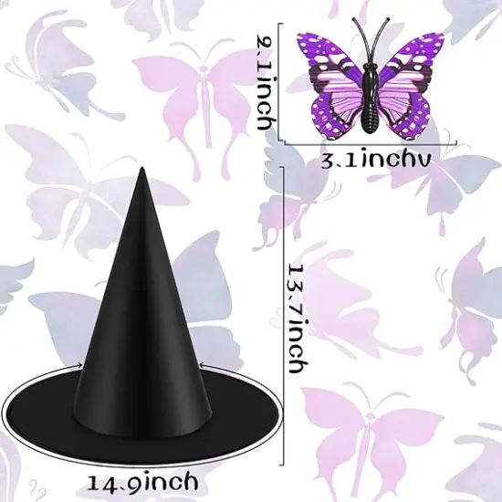 6 Pcs Halloween Witch Hat with 40 Butterflies {2}