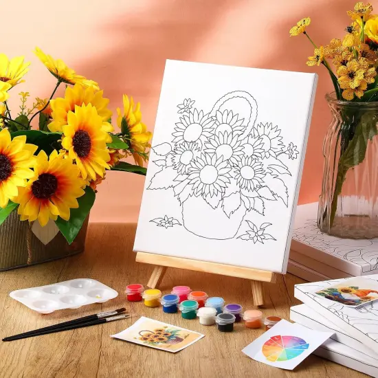 Panels Pre Sketched Canvas Boards with Paints {6}