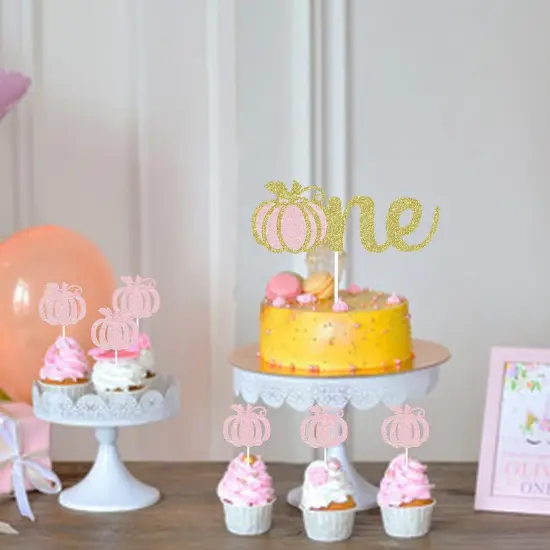 Glittery Pumpkin One Cake Topper {2}