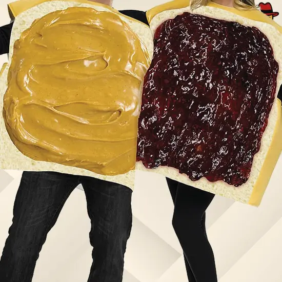 Adult Peanut Butter and Jelly Couples Costume Set Unisex Foam Bread Tunics Funny Halloween Outfit {6}