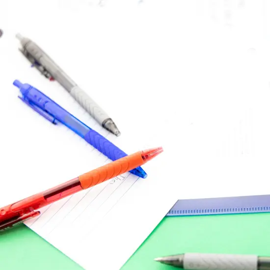 BAZIC Reva Asst. Color Retractable Pen w/ Cushion Grip (8/Pack) {6}