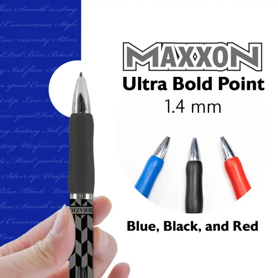 BAZIC Maxxon 1.4 mm Tip Asst. Color FUSE Tech Ink Retractable Pen w/ Cushion Grip (4/Pack) {4}