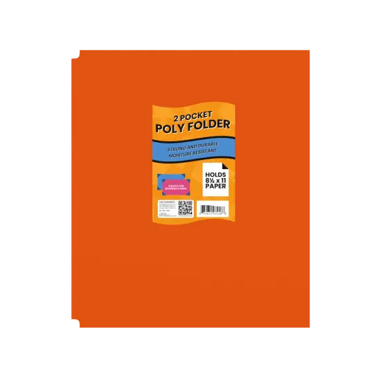 Orange Poly Pocket Folders &ndash; 2 Pockets, Card Slot &ndash; 48 Count {1}