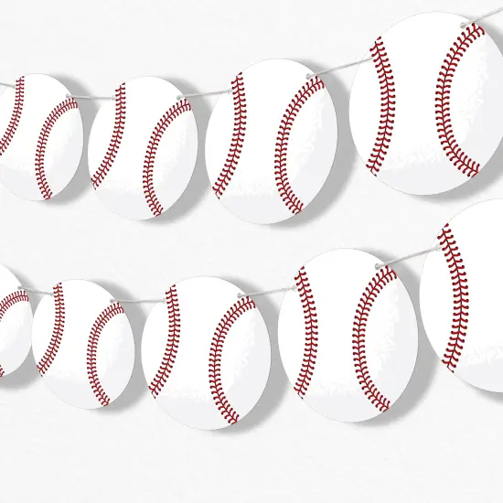 Big Dot of Happiness Baseball Garland Banner, Sports Birthday Party or Baby Shower Decorations Banner, 30 Feet of Cord, 15 Double-Sided Baseballs {1}
