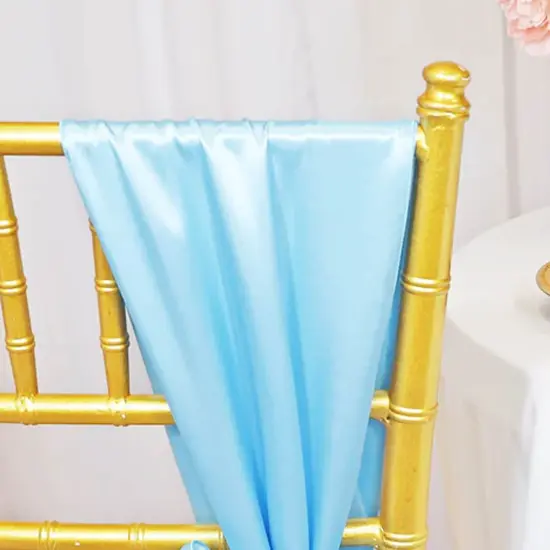 10 Pieces Baby Blue Satin Chair Sashes Soft 8"x108" Event Decor {5}