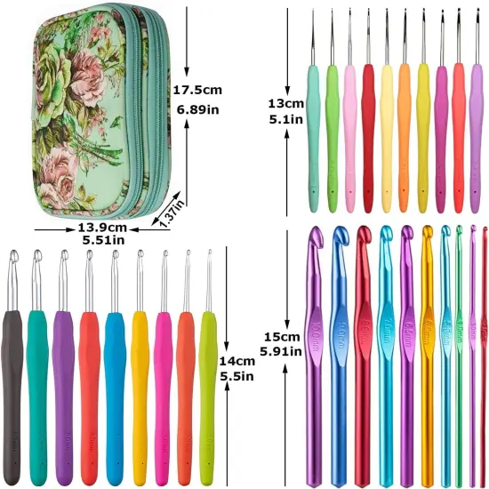 100pcs Crochet Hooks Set in Case - Green {2}