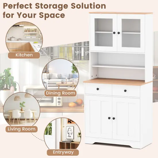 Pantry Cabinet with 2 Removable Shelves White {2}