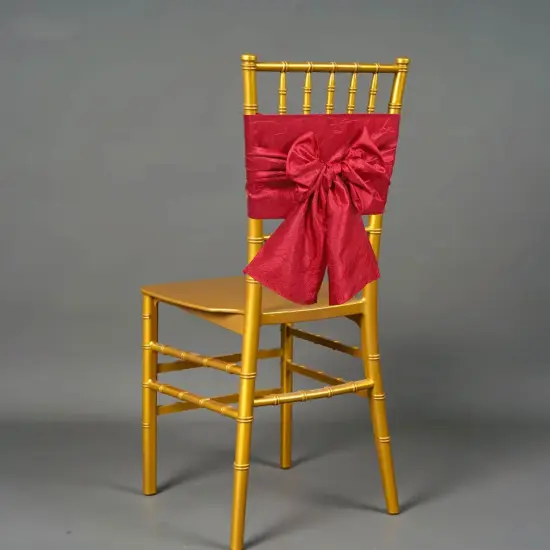 10 Pieces Apple Red Crushed Taffeta Chair Wraps, 9.5"x108" Vibrant Event Bands {3}