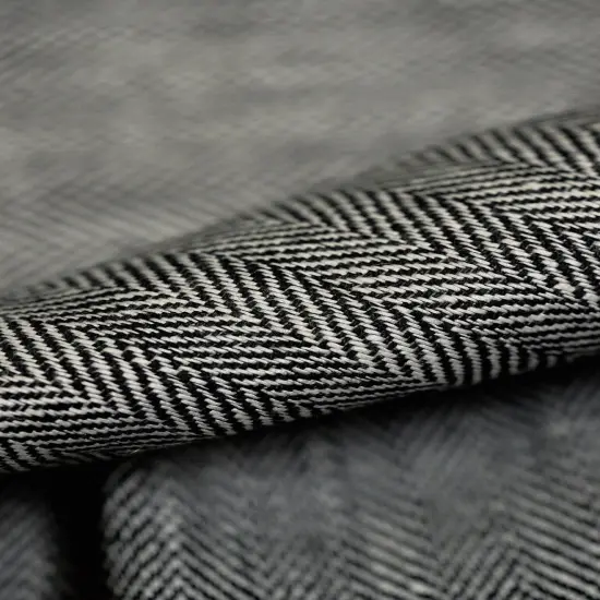 1 Yard Charcoal Linen Novelty Herringbone Yarn Dyed Fabric Midweight 54 Inch Width {4}
