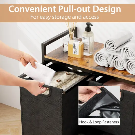 Laundry Basket Organizer with 3 Removable Bags and Storage Shelf {5}