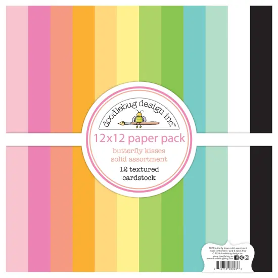 Doodlebug Double-Sided Paper Pack 12"X12" 12/Pkg-Textured, Butterfly Kisses {1}