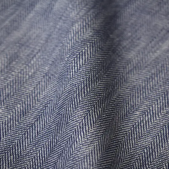 1 Yard Linen Novelty Herringbone Yarn Dyed Fabric Royal Color 54" Width {4}