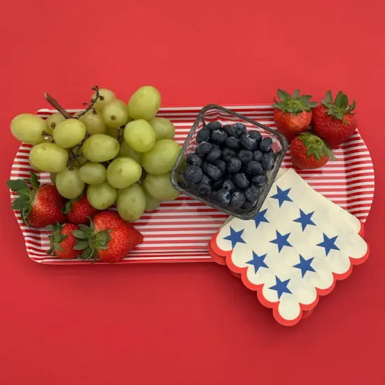 Holiday/Christmas Red Stripe Melamine Tray Festive Serving Platter for Snacks, Appetizers & Desserts {5}