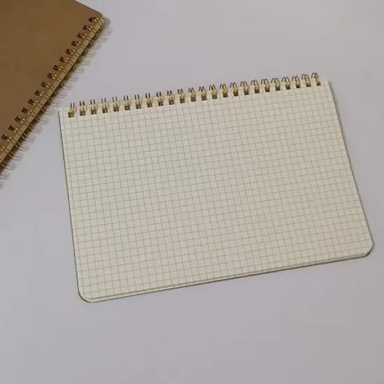 Spiral Notebook A5/Softcover Spiral Journal, Square Grid Pages, 50 Sheets (100 Pages), 8.45" x 5.8", Brown, 20 Pack {2}