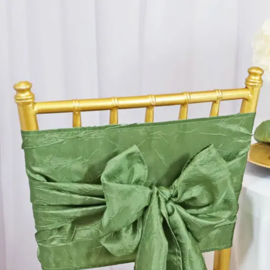 10 Pieces Clover Green Luxurious Crushed Taffeta Chair Bands, 9.5"x108" Event Sashes {5}