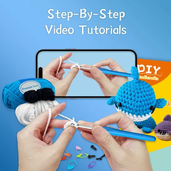 Shark Blue Beginner's Crochet Kit {3}