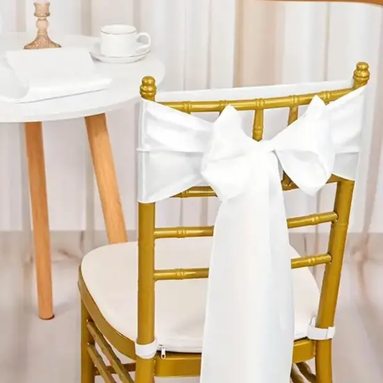 10 Pieces Elegant 9.5 by 108 inch Crushed Taffeta Chair Sashes White {5}