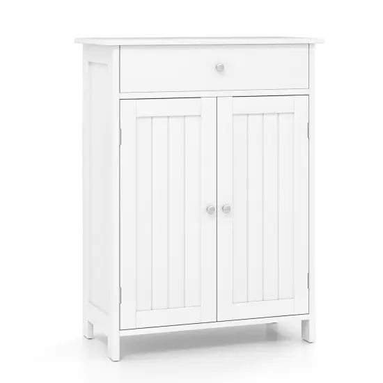 Freestanding Bathroom Cabinet Organizer with 2 Doors and Ample Storage Space White {3}