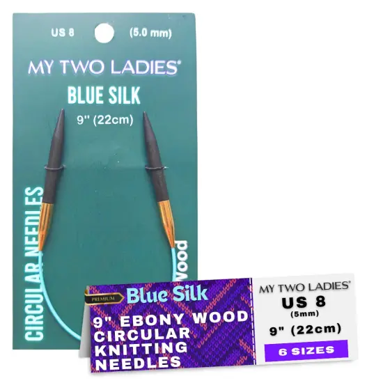 Blue Silk | 9" Circular Knitting Needles | Ebony | 6 Sizes {1}