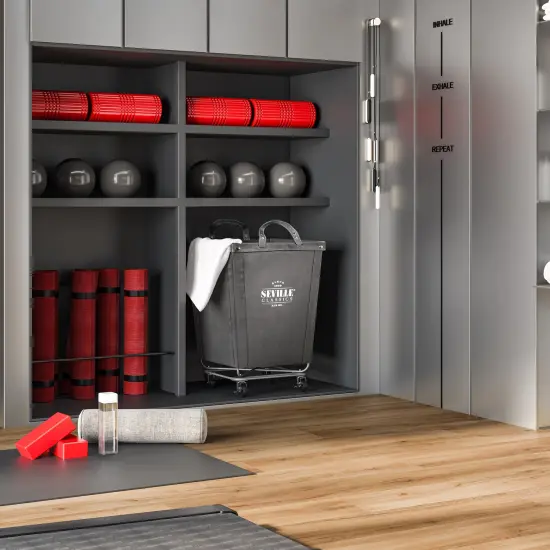 Seville Classics Heavy-Duty Rolling Laundry Hamper, 18.25" W x 18.25" D x 27.5" H Grey {3}