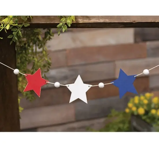 Wooden Americana Stars and Beads Garland for Patriotic Holiday Decor {2}