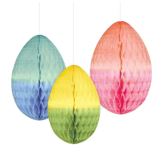 Honeycomb Hanging Egg Decoration - 3ct {1}