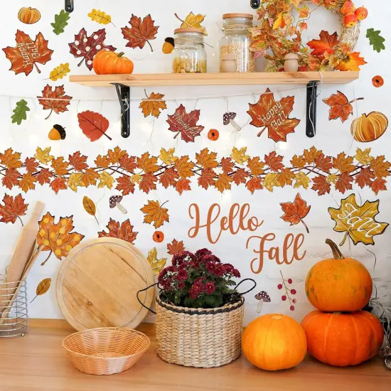 9 Sheet Fall Thanksgiving Wall Stickers {4}