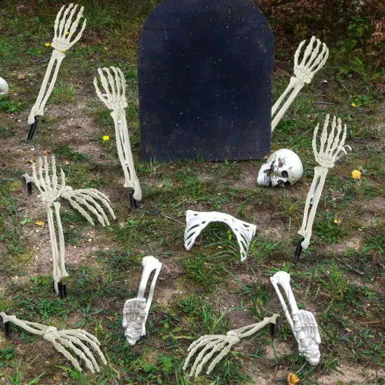 10 PCS Halloween Skeleton Arm Stakes - White {5}