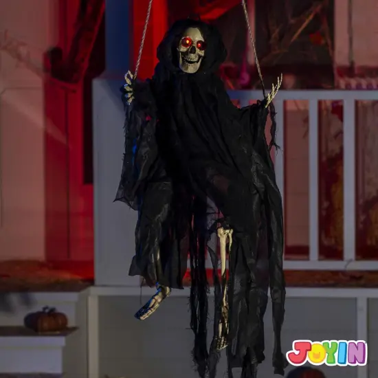 Outdoor Halloween Decorations 2 Packs Hanging Ghosts Decor with Lighted Up Eyes,3ft {5}