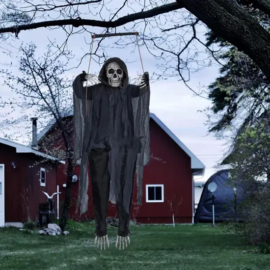 4.58 Ft Scary Halloween Decorations Outdoor, Sound & Slap Activated Hanging Swing {4}
