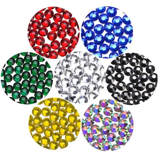 1080pcs+ Flatback Glass Hotfix Iron On Rhinestones Crystal for DIY Making with 1 Tweezer & 1 Picking Pen for Shoes, Clothes, Face Art, Bags, Manicure (33-Colors, SS 30) {3}