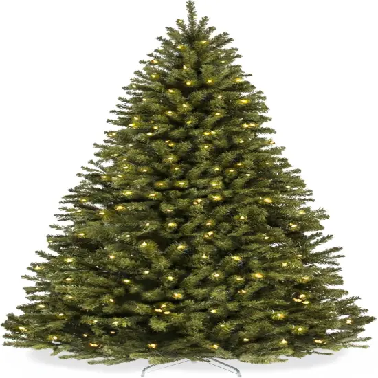 Pre Lit Artificial Spruce Christmas Tree - Easy Assembly & Foldable Base White Lights {1}