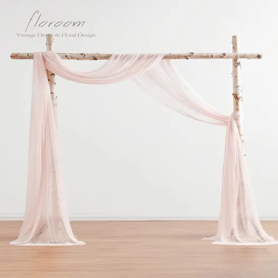 Wedding Arch Draping Fabric 2 Panels 20Ft Blush Chiffon Fabric Drapes Arbor Drapery Wedding Ceremony Reception Swag Decorations {6}