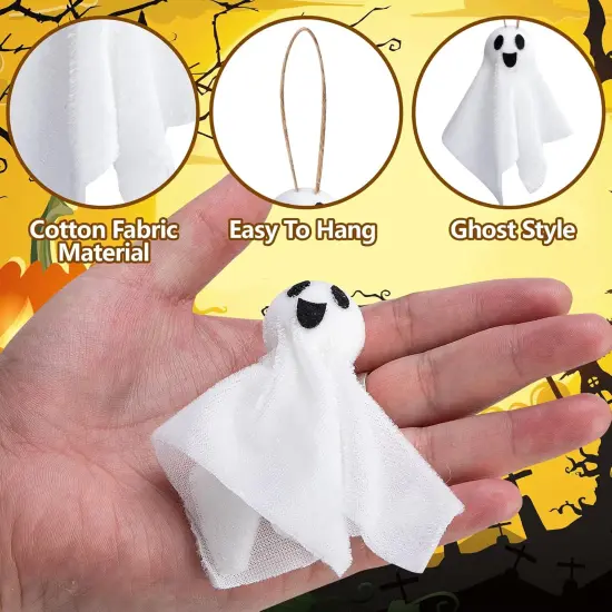 16 Pcs Halloween Hanging Ghosts Decoration, 3.5" x 3" Outdoor Small Ghosts Tree Ornaments {2}