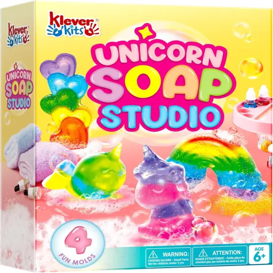 Soap Making Kit- Make Your Own Soap- DIY Unicorn Soap with 4 Molds, Spa Science Kit for Kids, Stem Activity Gifts for Toddler Kid Aged 6+, Girl Birthday Present {1}
