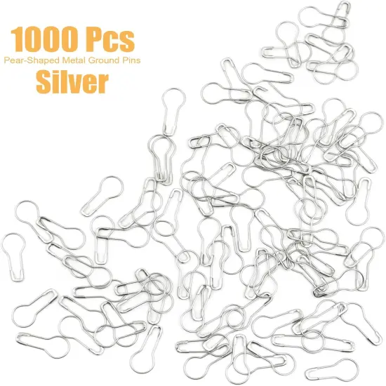 1000pcs Metal Safety Pins, Bulb Gourd Pins, 0.9&rdquo; Clothing Tag Pin Calabash Pin Pear Shaped Bead Needle Pins for Crafts Clothes Crafting Knitting Sewing Making Accessories (Sliver) {3}