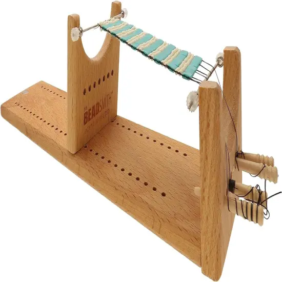 The Beadsmith Little Ricky Beading Loom, Two-Warp Loom, 9.25" L x 2.5" W x 2.875" H, Wooden, Illustrated Instructions Included, Easy Assembly, Use to Create Necklace and Bracelet Designs {1}