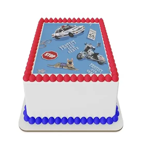 Police first responders Edible Icing Sheet cake topper for 1/4 Sheet cake or larger {1}