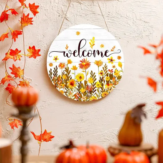Fall Floral Sign for Front Door(Brown,Orange,Yellow) {6}