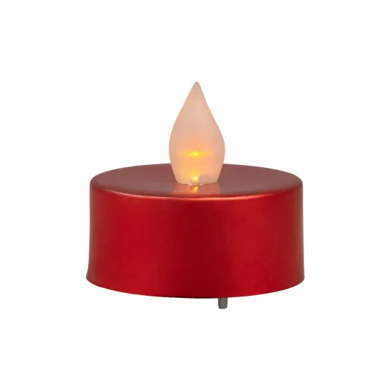 Northlight LED Flameless Flickering Tea Light Candles - Metallic Red- Set of 4 {6}