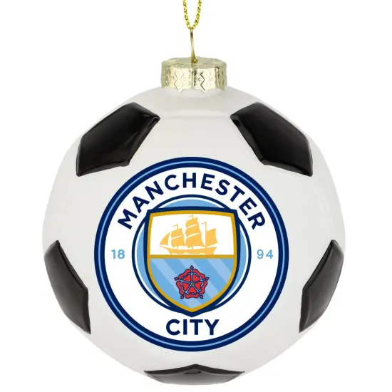 Tree Buddees x Manchester City F.C. Official Football Club Bauble Limited Edition Christmas Ornament - Glass Soccer Ball {6}