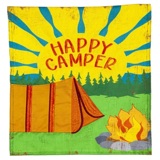 Happy Camper Garden Flag 2 Sided Applique Camping {1}