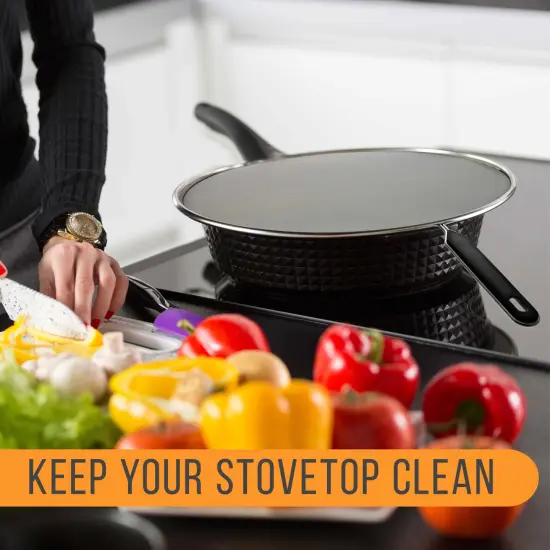 4-Piece Stainless Steel Splatter Guard Set (13", 11.5", 10",8”) Fine Mesh Cover, Grease & Oil, Splatter Screen for Frying Pan, Cooking Pots, with Comfort Grip Handles {6}