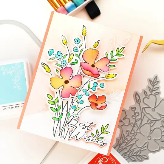 Pinkfresh Studio Press Plate-Playful Petals {4}