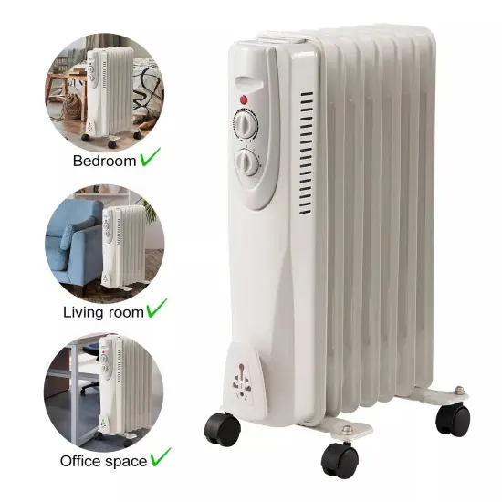 Portable Oil Filled Radiator Space Heater, 1500W, 7-Fin & 3 Heat Settings {3}
