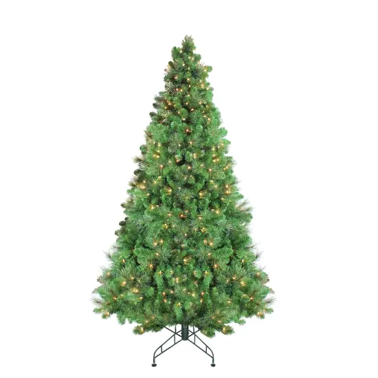 Northlight Pre-Lit Canterbury Spruce with Dewdrops Artificial Christmas Tree - 7.5' - Clear Lights Green {1}