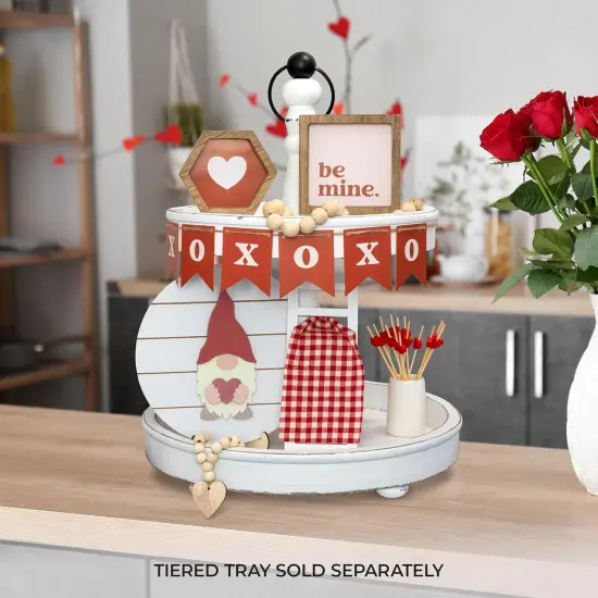 Beautiful Tiered Tray Decor Set for Valentines Day - Interchangeable All Season Decorations Bundle Incl. Easter, Spring & More - Modern Farmhouse Centerpiece for Home & Kitchen Decor {2}