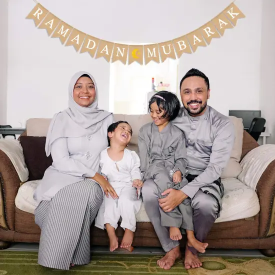 Jute Burlap RAMADAN MUBARAK Banner with Moon and Star Mantel Fireplace Decoration {3}